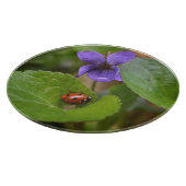 Ladybug über süße Violettsorten-Blume Schneidebrett (Ecke)