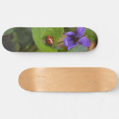 Ladybug über süße Violettsorten-Blume Skateboard (Horizontal)