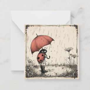 Ladybug Umbrellas & Sweet Sentiments: Regentag Mitteilungskarte