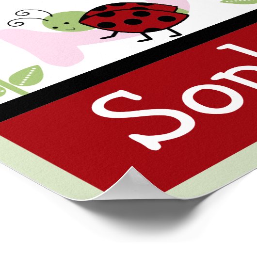 Ladybug und Blume Letter & Name Wall Art Poster (Ecke)