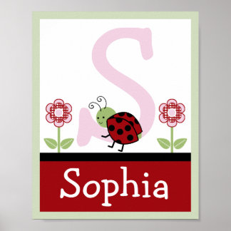 Ladybug und Blume Letter & Name Wall Art Poster
