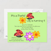 Ladybug und Blume Postkarte (Vorne/Hinten)