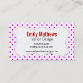 Ladybug und Blume über Fuchsia Polka Dots Visitenkarte (Rückseite)