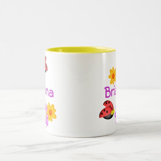 Ladybug und Blume Zweifarbige Tasse (Mittel)