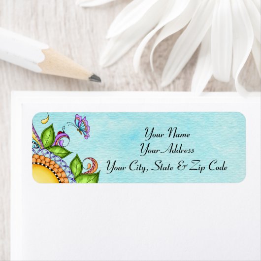 Ladybug und Butterfly Doodle Blume (Insitu)