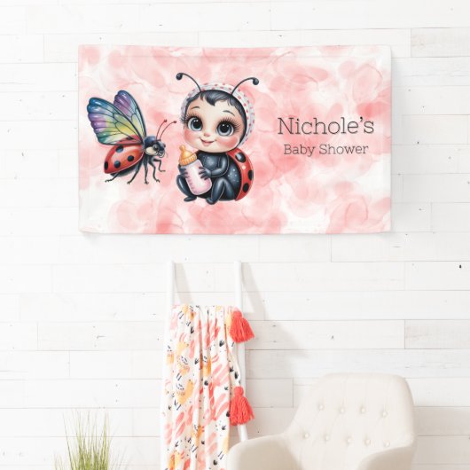Ladybug und Butterfly Girl Babydusche Banner (Insitu)
