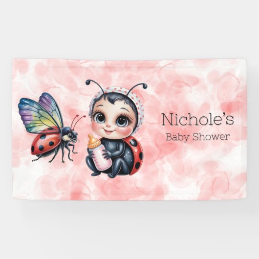 Ladybug und Butterfly Girl Babydusche Banner (Horizontal)