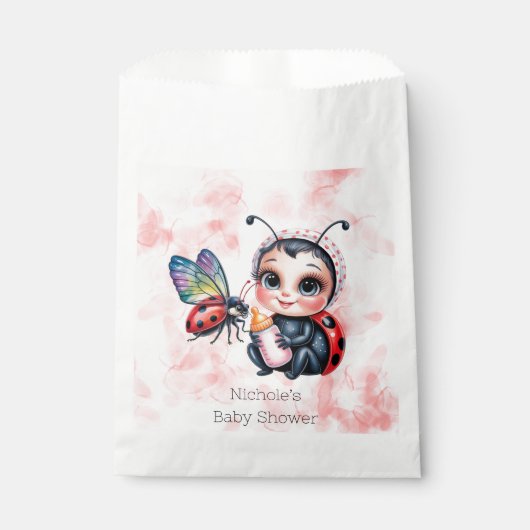 Ladybug und Butterfly Girl Babydusche Geschenktütchen (Vorderseite)