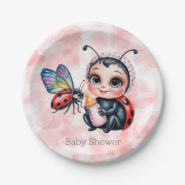 Ladybug und Butterfly Girl Babydusche Pappteller