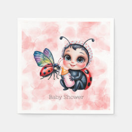 Ladybug und Butterfly Girl Babydusche Serviette