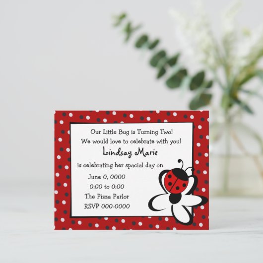 Ladybug und Daisy Einladung (Stehend Vorderseite)