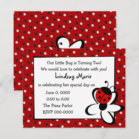 Ladybug und Daisy Einladung (Vorne/Hinten)