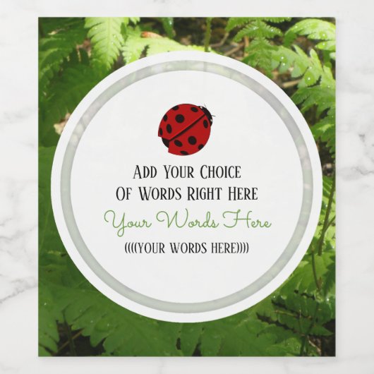 Ladybug und Fern Weinetikett (Einzelnes Label)
