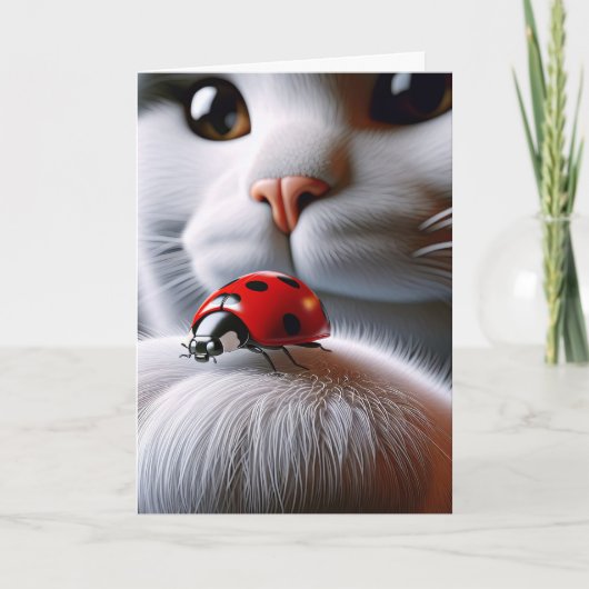 Ladybug und Katze zum Geburtstag Karte (Vorderseite)