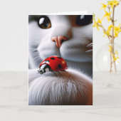 Ladybug und Katze zum Geburtstag Karte (Gelbe Blume)