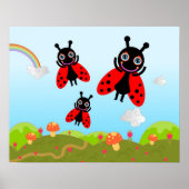 Ladybug und Pilze Poster (Vorne)
