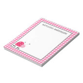 Ladybug und Pink Gingham Notepad Notizblock (Rotiert)