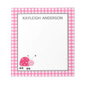 Ladybug und Pink Gingham Notepad Notizblock (Vorderseite)