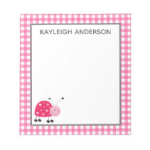 Ladybug und Pink Gingham Notepad