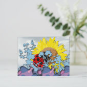 Ladybug und Sonnenblume Postkarte (Stehend Vorderseite)