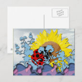 Ladybug und Sonnenblume Postkarte (Vorne/Hinten)