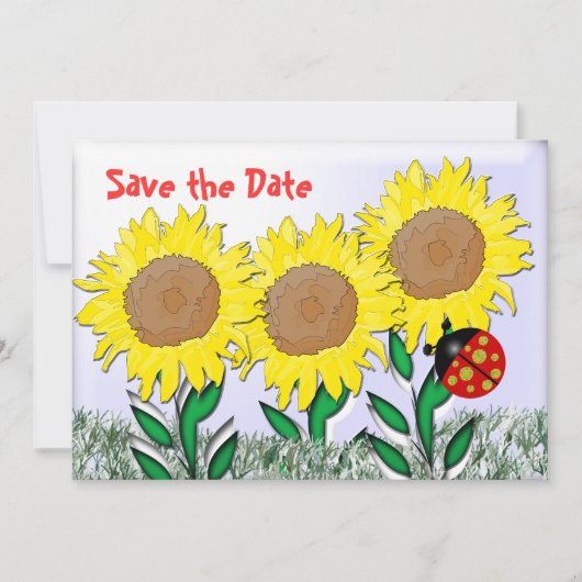Ladybug und Sonnenblumen Einladung (Vorderseite)