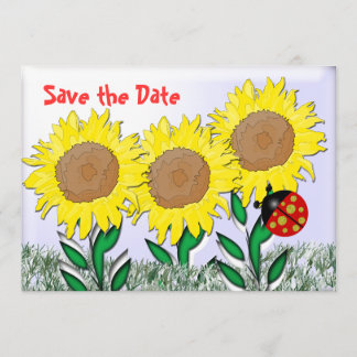 Ladybug und Sonnenblumen Einladung