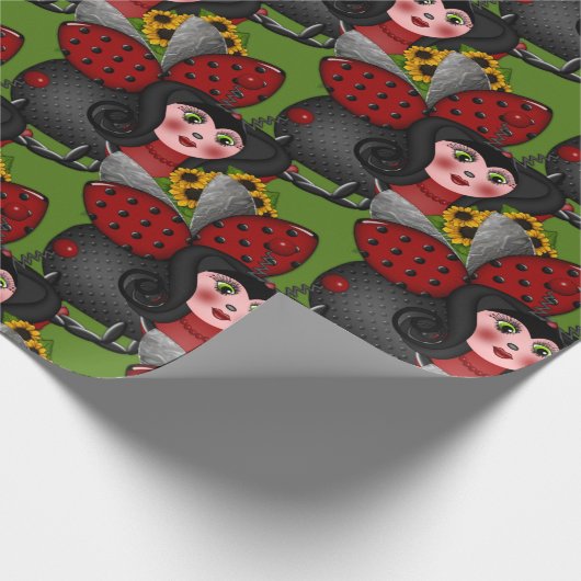 Ladybug und Sonnenblumen Geschenkpapier (Ecke)