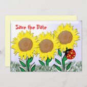Ladybug und Sonnenblumen Save The Date (Vorne/Hinten)