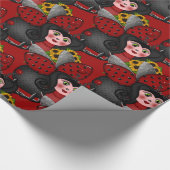 Ladybug und Sunflowers-Diagonal-Red- Geschenkpapier (Ecke)