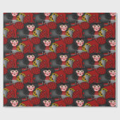 Ladybug und Sunflowers-Diagonal-Red- Geschenkpapier (Flach)