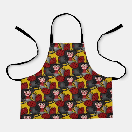 Ladybug und Sunflowers-Diagonal-Yellow-1- Schürze (Vorderseite)