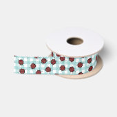 Ladybug und Türkis Gingham Nattern Muster Satinband (Spule)