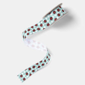 Ladybug und Türkis Gingham Nattern Muster Satinband (Rückseite)