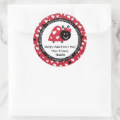 Ladybug Valentine Day Hearts Gastgeschenk Runder Aufkleber (Tasche)