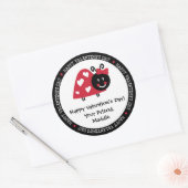 Ladybug Valentine Day Hearts Gastgeschenk Runder Aufkleber (Umschlag)