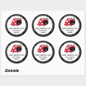 Ladybug Valentine Day Hearts Gastgeschenk Runder Aufkleber (Blatt)