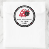 Ladybug Valentine Day Hearts Gastgeschenk Runder Aufkleber (Tasche)