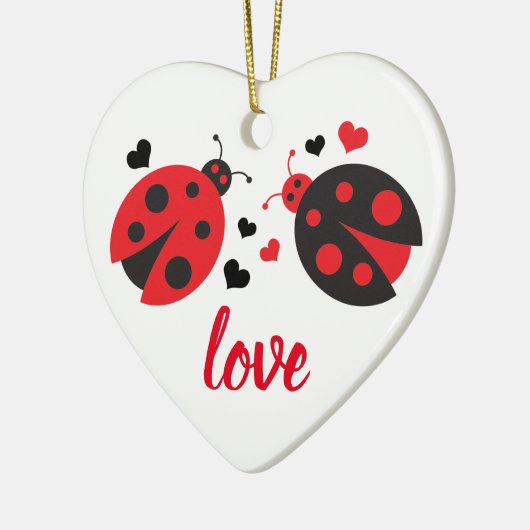 Ladybug Valentine Liebe Herzstück Keramikornament (Links)