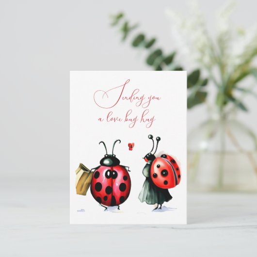 Ladybug Valentine's Day Card Postkarte (Stehend Vorderseite)