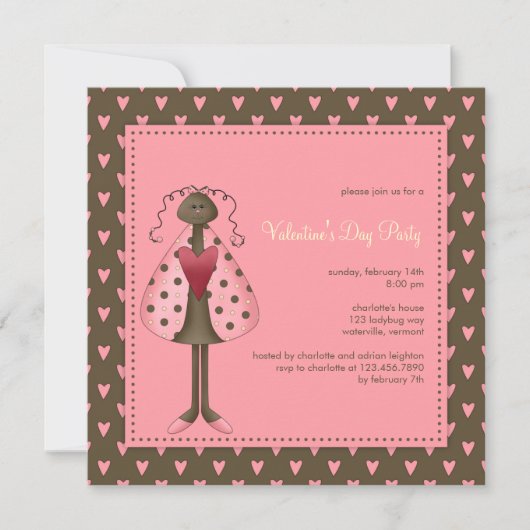 Ladybug: Valentinstag-Party Einladung (Vorderseite)