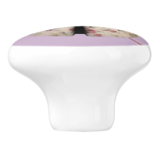 Ladybug Veilchen und Rose niedlich Keramikknauf (Seitenansicht)