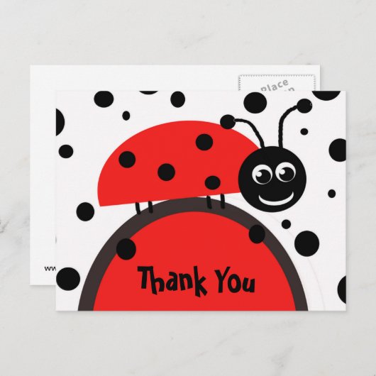Ladybug Vielen Dank Postcard Postkarte (Vorne/Hinten)