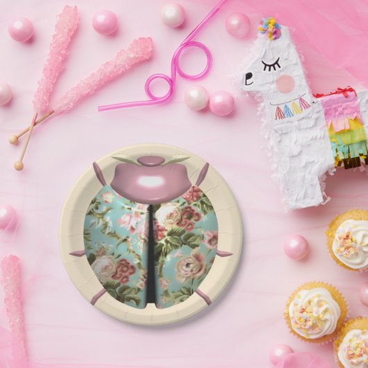 Ladybug viktorianische blühende Rose chinta blue p Pappteller (Party)