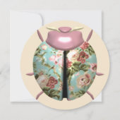 Ladybug viktorianische blumengeschmückte Rose nied Einladung (Vorderseite)