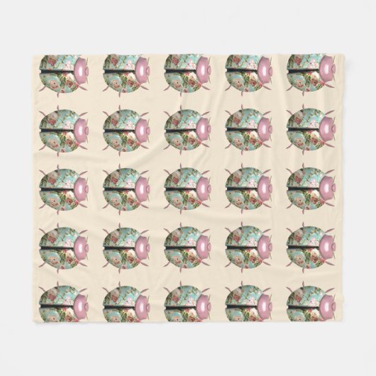 Ladybug viktorianische blumengeschmückte Rose nied Fleecedecke (Vorderseite (Horizontal))