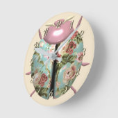 Ladybug viktorianische blumenreiche Rose niedlich Runde Wanduhr (Winkel)