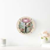 Ladybug viktorianische blumenreiche Rose niedlich Runde Wanduhr (Zuhause)