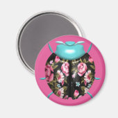 Ladybug viktorianisches Blumenchintz Magnet (Vorderseite/Rückseite)