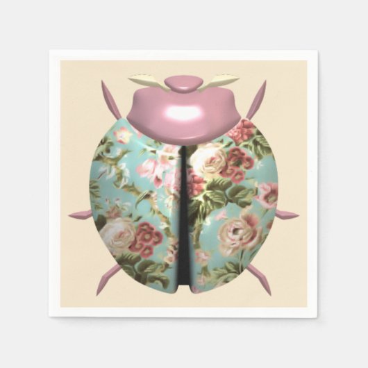 Ladybug viktorianisches Blumenchintz niedlich pink Serviette (Vorderseite)
